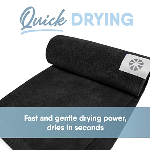 Microdry Luxury Fitness Workout Towel, Microfiber Cooling Towels For Face And Neck, Quick Drying, Ultra Absorbent Gym Towel, Exercise At Home Or Gym, 16X28, Black #TOP3