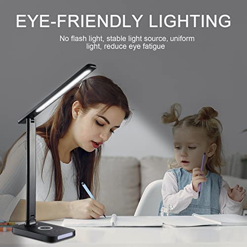 Image of VAVOFO LED Desk Lamp with Fast Charger, USB Charging Port, Desk Light for Home Office with 5 Brightness Levels, Touch Control, 30 /60 min Auto Timer, Eye-Caring Dimmable Table Lamp with Adapter