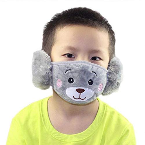 Toy Boutique Kids Girls and Boys Warm Winter Face Mask with Plush Ear Muffs Covers, Multicolor, (3 Years to 10 Years) for Autumn Winter (Set of 1 piece)