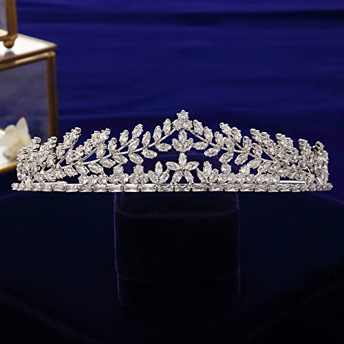 ZYFSHA Biżuteria do włosów Korona Tiary dla kobiet CZ Cyrkonia Brides Tiary Korony Cyrkon Kryształowe nakrycia głowy Ślubne akcesoria do włosów Opaska do włosów dla druhny,