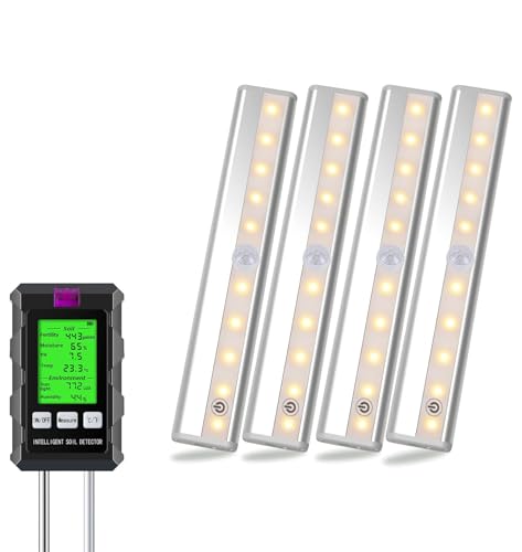 Image of 6-in-1 Moisture Meter, with Soil Moisture /PH Meter /Temperature /Sunlight /Fertility /Environmental Soil Tester for Farming, Gardening, Lawns (2*AAA Battery Needed) Under Cabinet Lights Wireless