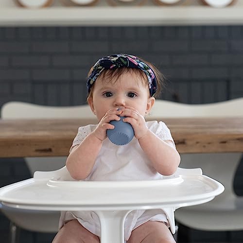 Image of ezpz Tiny Cup - 100% Silicone Drinking Training Open Cup for Baby /Infants - Designed by a Pediatric Feeding Specialist - Soft Non-Slip Grip - Weighted Base & Tactile Bumps - 59 ml, 4 Months+ (Indigo)