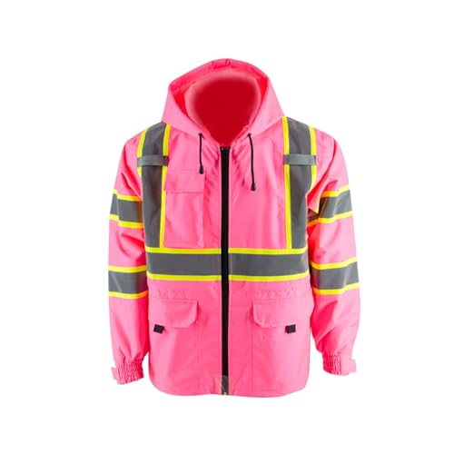Veste de sécurité à doublure polaire chaude esmen rose réfléchissante 2XL