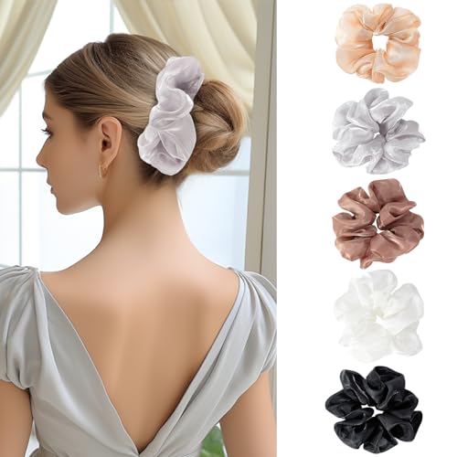 Lolalet LL-08364651 5 Pack Lolalet Big Scrunchies For Hair, Large Soft Organza Elastic Hair Scrunchy cover