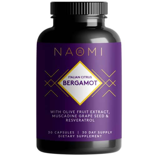 NAOMI Italian Citrus Bergamot 500mg, Supplement for Cholesterol & Cardiovascular Health, Antioxidant & Healthy Inflammatory Response, 30 Veggie Capsules