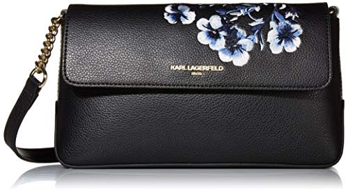 Karl Lagerfeld Paris Iris Flap Crossbody, Black Flower