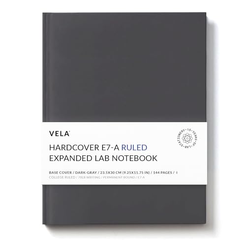 Vela Sciences Caderno avançado de laboratório de capa dura expandida E7-A, 23,5 x 30 cm, 144 páginas