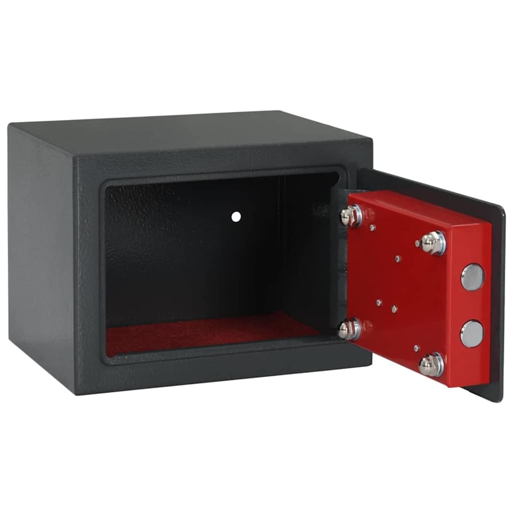 Cassetta di sicurezza in acciaio con lucchetto, grigio scuro, 23 x 17 x 17 cm, opaca, set di lucchetti meccanici a combinazione con chiave, per ufficio, casa, documenti, oggetti di valore, 1