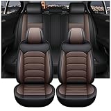 Chihen Piel Transpirable Funda Asiento Coche para M aserati L evante Impermeable Anti Abrasión Antiincrustante Fácil de Limpiar Universal Protector de Asientos,Cuatro Estaciones,Marrón