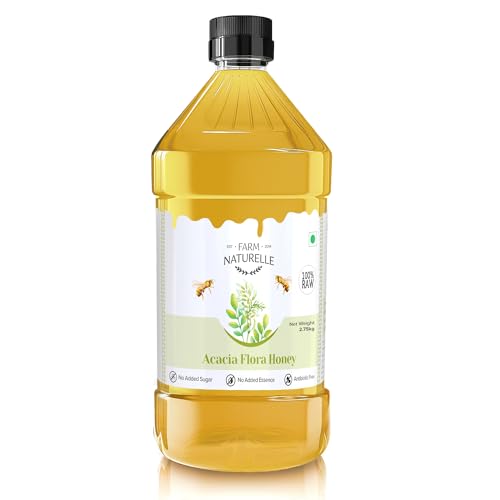 Image of Farm Naturelle Raw Acacia Honey 2750g| Glass Bottle | 100% Pure Unprocessed & Natural Honey | Ayurvedic & Rich in Vitamins and Minerals | Helps Boost Immunity