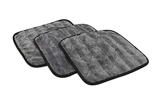 The Rag Company - The Gauntlet Drying Towel - 70/30 Blend Korean Microfiber, Designed to Dry Vehicles Faster, More Thoroughly & More Gently Than Others, 900gsm, 12in x 12in, Grey (3-Pack)