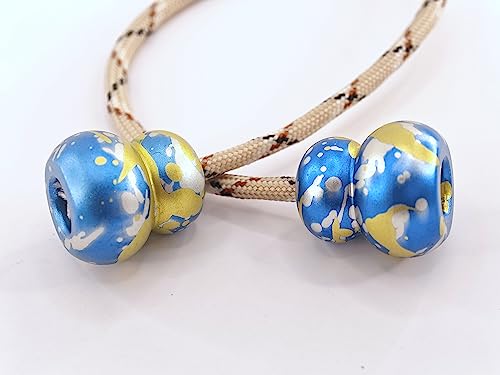 Image of Begleri Fidget Beads - Worry Fidget Beads Spin - Made of Aluminum Alloy - for All Skill Players Creates a Bit of Magic for You (Blue Yellow&White, Cala)