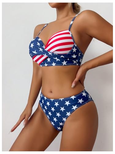 GORGLITTER Women's American Flag Bathing Suit 2 Piece High Waisted Thong Swimsuit Summer Cheeky Bikini Sets Swim Wear4