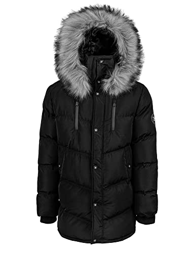 trueprodigy Casual Hombre Marca Chaqueta con Capucha de Piel Ropa Retro Vintage Rock Vestir Moda Deportivo Slim fit Designer Parka Pelaje Inverno, Colores:Black, Tamaño:XL Cover
