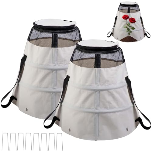 LFUTARI 2 Pcs Winter Rose Protective Cover 600D Winter Rose Cones Protection with Stakes Reusable Freeze Protection Roses Collar for Protecting Outdoor Plants from Wind Frost Animal Eating