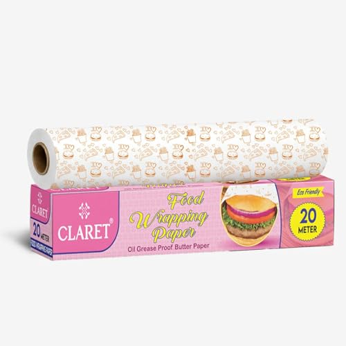 Image of Claret Food Wrapping Paper Roll | 20 Meter | Oil & Grease Proof Butter Paper | Eco-Friendly Non-Stick Roll for Roti, Snacks, Tiffin, Sandwich | Ideal for Kitchen Use & Food Storage (Pack Of 1)