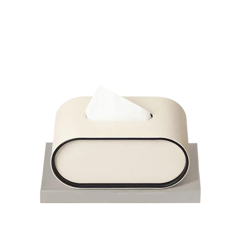 For Bedroom Desktop Napkin Storage Box Organization Light Luxury Paper High-end Living Room Creative Oval Leather Tissue