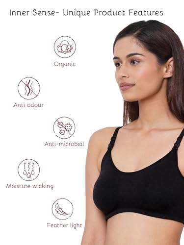 Image of Inner Sense Organic Cotton Bamboo Nursing Bra for Women I Non Padded Feeding Bra with Keyhole Back Design and Wire Free I Maternity Innerwear with Full Coverage