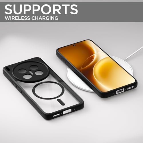 Image of Amazon Basics Back Cover for Vivo X300 Pro 5G Compatible with Mag-Safe | Shockproof Design | Hard Transparent Back Case (Black Mag-Safe)