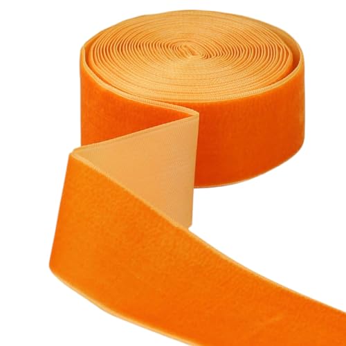 GXFCYA Velvet Ribbon for Gift Wrapping Christmas Decoration (017 (Orange) 1-1/2 (38mm) x 5 Yards)