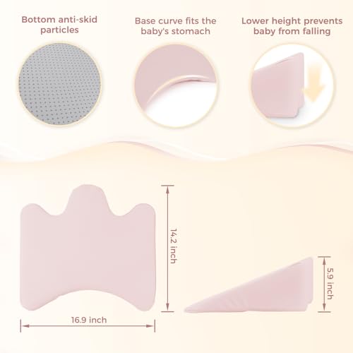 Image of EKEPE Nursing Reflux Prop for Baby Gas, Colic Relief & Burp, Tummy Time Mat for Feeding, Neck, Shoulder and Body Support, Activity Support for Newborns and Infant 0-12 Months - Pink