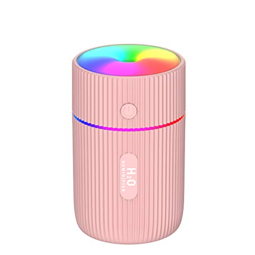 WLFYMZ Car Humidifier Colorful Cool Mini USB Portable Humidifier for Office Room Bedroom,etc. Auto Shut-Off, 2 Mist Modes, Super Quiet. (Pink)