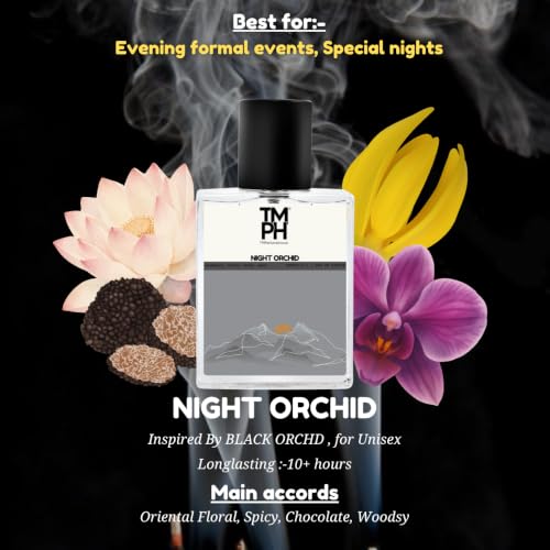Image of TMPerfumehouse Night Orchid EDP for Men & Women | Rich, Dark & Long Lasting Perfume Spray | Warmspicy, Earthy & Woody Fragrance | Luxury Gift for Him & Her | TMPH | 50ml