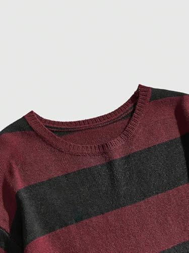Men's Pullover Sweater Casual Stripe Round Neck Drop Shoulder Sweaters4