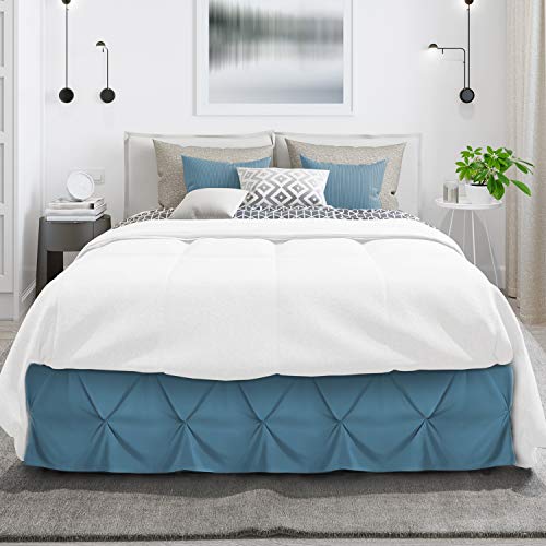 Image of Nestl Blue Heaven Bed Skirt Queen Size, Pinch Pleat Queen Bed Skirt, 14 inch Inch Drop Queen Bedskirt, Hotel Quality Blue Heaven Bed Skirts, Microfiber Bedskirt for Queen Bed, Blue Heaven Queen Bed Skirt