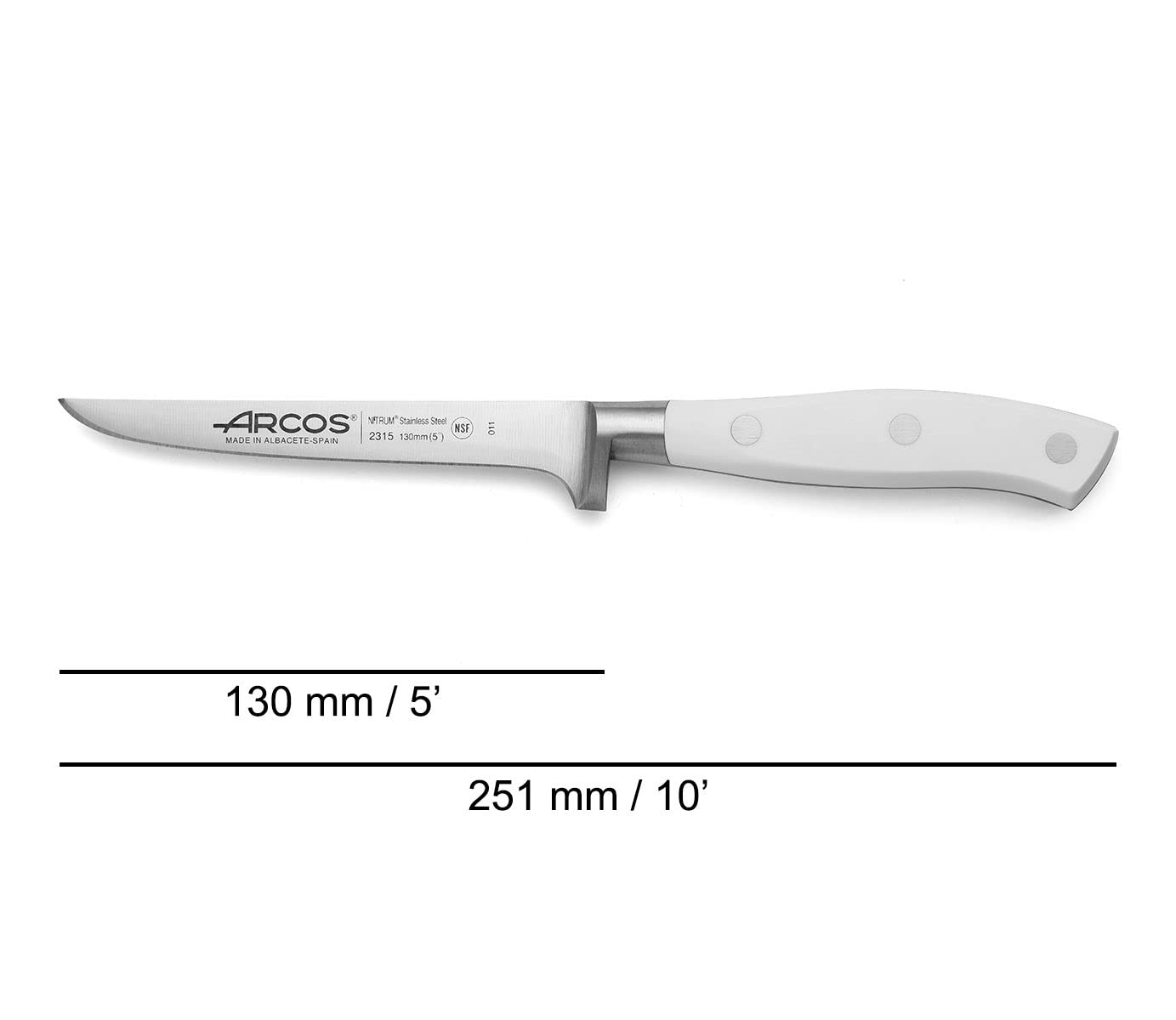Arcos Serie Riviera Blanc - Set di Boner, Prosciutto e Sedia, Acciaio Inox, Bianco, 50x20x5 cm, 3 Unità