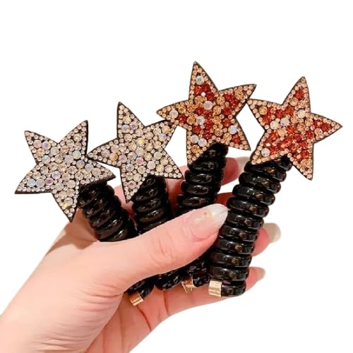 Spiral Rope Telephone Wire Korean Hair Rubber Bands (Pack of 4pc) Elastic for Girls Kids Braided Spiral Hair Ties Cute Cartoon Ponytail Maker Phone Cord Hair Accessories for Girls Black Color-image-48