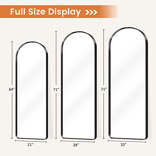 Image of NeuType 71 inchx28 inch Large Arched Mirror Full Length Mirror for Wall Full Body Big Arched Wall Mirror Full Length Wall-Mounted Mirror Aluminum Alloy Frame,Matte Black (Recessed, No Stand)