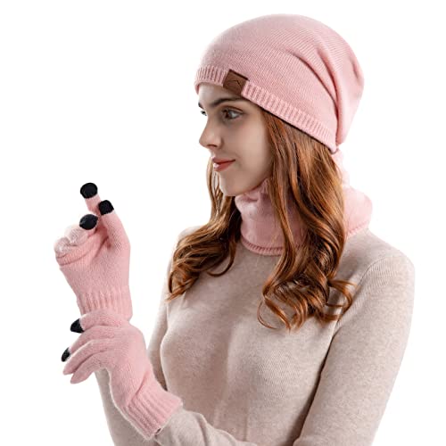 Ensemble bonnet écharpe gant homme en tricot premium doublure peluche douce