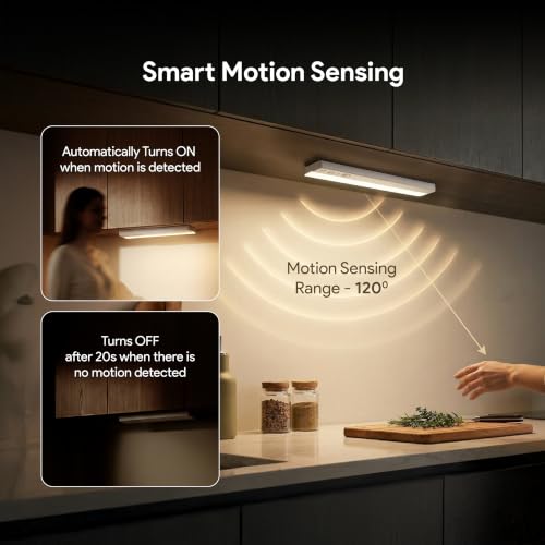 Image of wipro Garnet Motion Sensor Cabinet Light SL1 | 3 Color Modes-Warm, Neutral, Cool White | Auto On /Off Lights for Kitchen, Wardrobe & Shelf | Magnetic Stick On| Wireless| 4*AAA Batteries Required |Pk 1