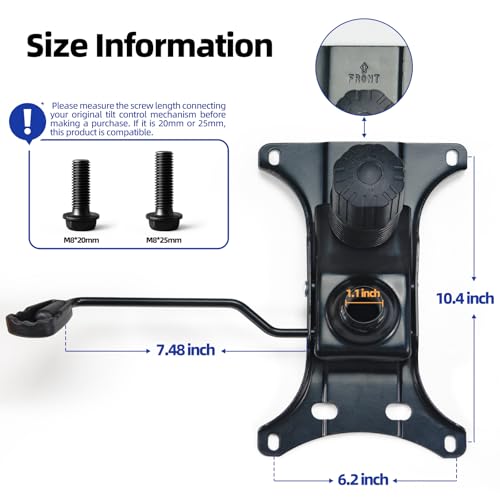 Image of Sytopia Heavy Duty Office Chair Replacement Parts (500Lbs), w / 6'' x 10.2 inch Mounting Holes Chair Base Plate Swivel Tilt Control Seat Mechanism for Executive & Gaming Chairs