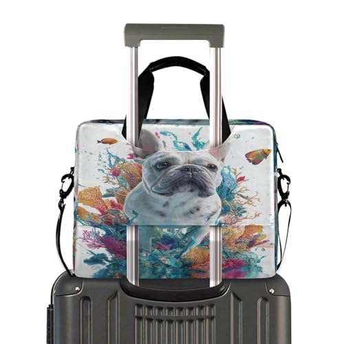 Maletín para portátil de 15.6 pulgadas coral con diseño perro francés miniatura 3
