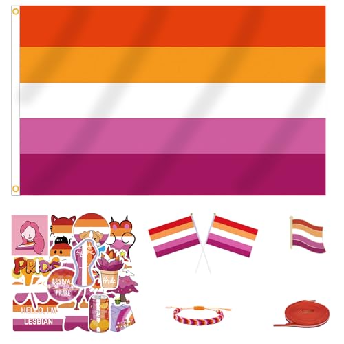 MEPLUM PRIDE 3x5 FT WLW Lesbian Flag Bundle for LGBTQ+ Accessories Present Celebration Parades Home Decor Party Supplies Festivals