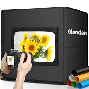 Glendan Light Box Photography, Portable Photo Studio Light Box, 16″ x 16″ Professional Dimmable Shooting Tent Kit with 216 LED Table Top Light & 6 Backdrops Photo Box for Product Photography