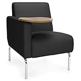 Triumph Right Arm Guest Chair with Chrome Legs and Tablet in Polyurethane Black Polyurethane/Chrome