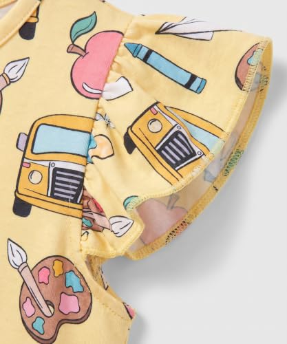 Image of Unique Baby Girls' Short Sleeve Everyday Printed Dresses for Kid and Toddler, Sizes 2T-12Y