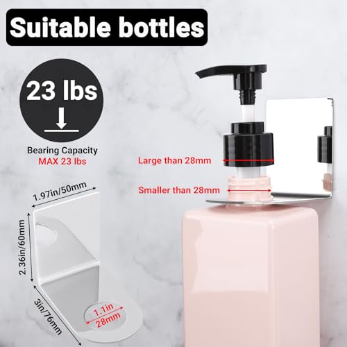 Image of Segbeauty Stainless Soap Bottle Dispenser, 3 Pack Dia 1.1in 2.8cm Drill-Free Wall Mounted Rack, Adhesive Wall Mount Bottle Holder for Shower Gel Bathroom Toilet Kitchen, Sliver