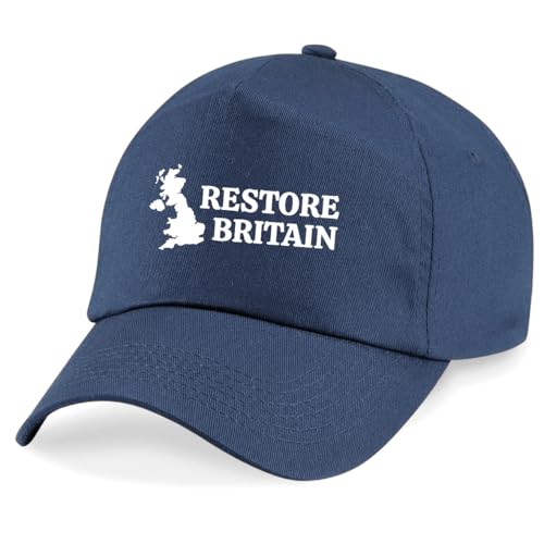 Image of HiViz Kings Restore Britain Embroidered Baseball Cap Patriotic Headwear with Logo (Navy)