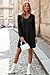Dokotoo Fall Dresses for Women 2025 V Neck Ribbed Knit Texture Empire Waist Long Sleeve Dress Swing Flared Ruffle A Line Cute Casual Loose Flowy Wedding Guest Party Short Mini Dress Black Small