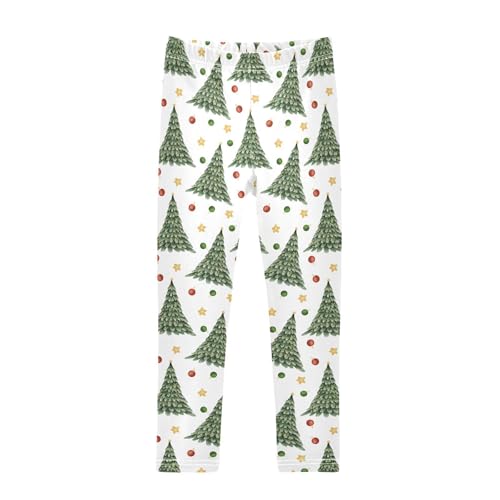 CaTaKu Girls Leggings Christmas Tree Vintage Leggings for Girls Kids Athletic Workout Yoga Pants Size 4-10T