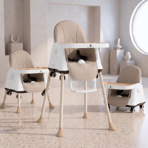 Image of StarAndDaisy 3-in-1 Multifunctional Baby High Chair with Adjustable Double Tray, 3-Point Safety Harness, Convertible Booster Seat & Kids Chair, Steel Frame, Feeding Chair for Babies & Toddlers