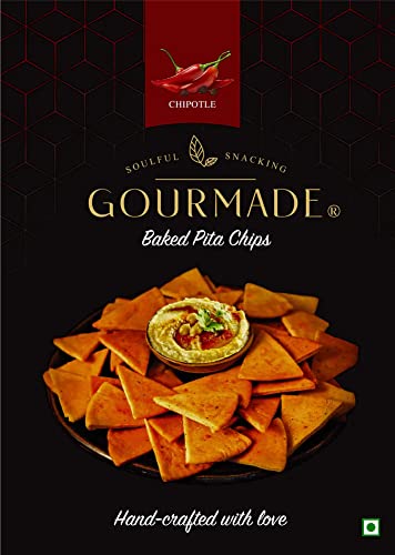 Image of Gourmade Soulful Snacking Pita Chips Snacking Combo, 375g | 2 x Chipotle and 1 x Roasted Garlic (125gms ecah - Pack of 3) | Baked Bar Party Snacks | Dip Starter | Nachos & Tortillas