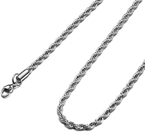 HolyFast Twist Chain Necklace - Stainless Steel Rope Jewelry for Men & Women, 26 Inches, Stainless Steel|Alloy Steel, No Gemstone