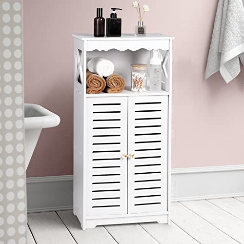 Waterproof Bathroom Storage Cabinets,White Floor Free Standing Cabinet,Storage Furniture for Bedroom Kitchen Hallway,Cupboard Unit with Daily use Layer,75x24x34cm