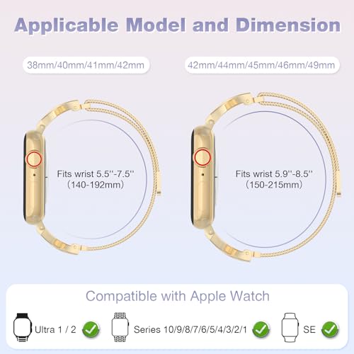BRG Thin Mesh Loop Apple Watch Band 38–42mm — Diamond Clasp, Golden — view 7
