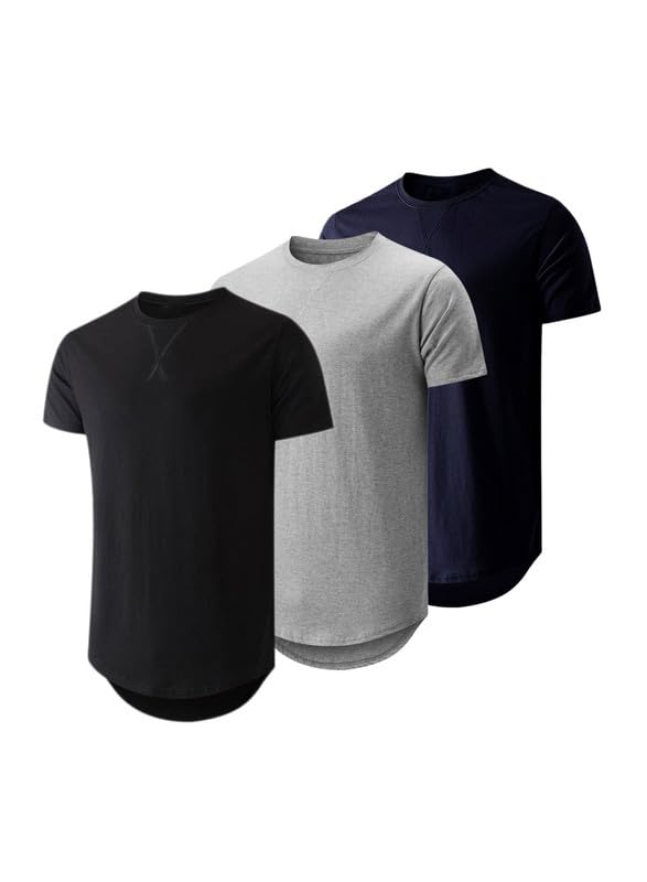 JMIERR 3 Pack T Shirt Herren Sommer Basic Einfarbig T-Shirt Baumwolle Slim Fit Hemd Kurzarm Sportwear